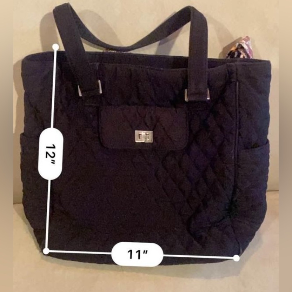 Lovely black quilted tote bag, very gentle wear